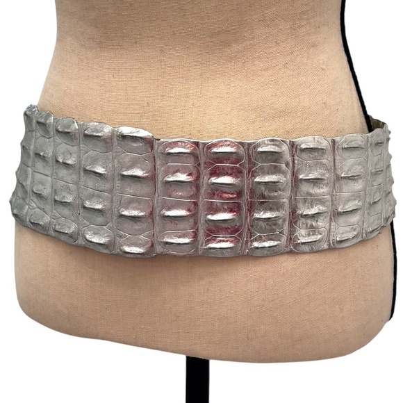 ROBERTO CAVALLI SILVER CROCODILE WIDE BELT main image 12